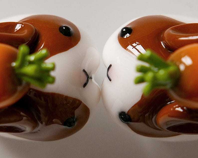 Handmade Chubby Bunny Figurine: Desk Companion with Carrot