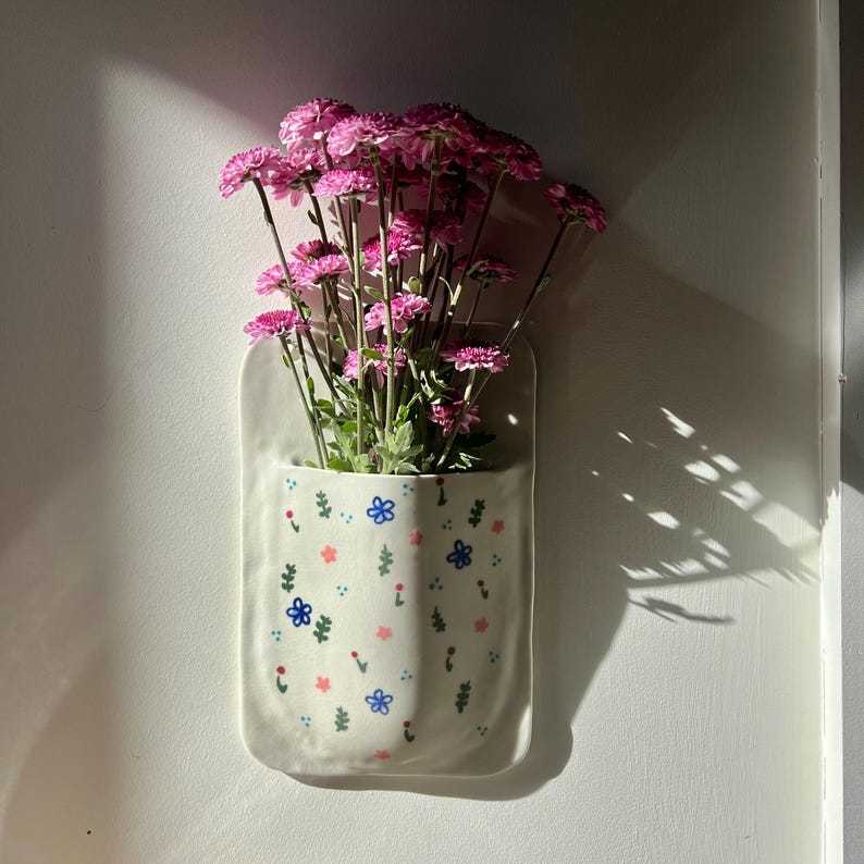 Handmade Porcelain Wall Pocket Vase