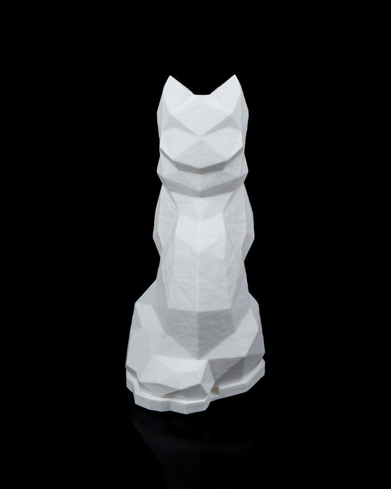 Low Poly Cat Lamp White – 3D Print – Night Light in 3 Sizes – Battery Operated – Decorative Lamp for Children’s Room, Hallway, Shelf