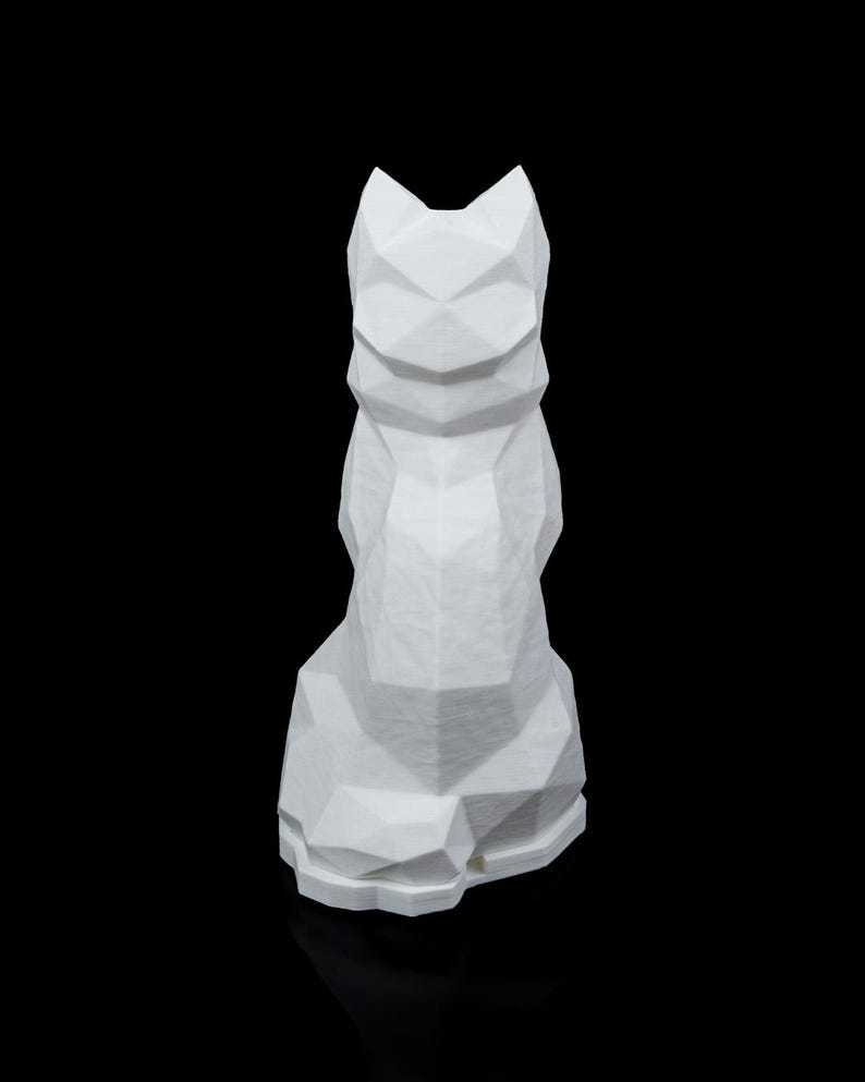 Low Poly Cat Lamp White – 3D Print – Night Light in 3 Sizes – Battery Operated – Decorative Lamp for Children’s Room, Hallway, Shelf