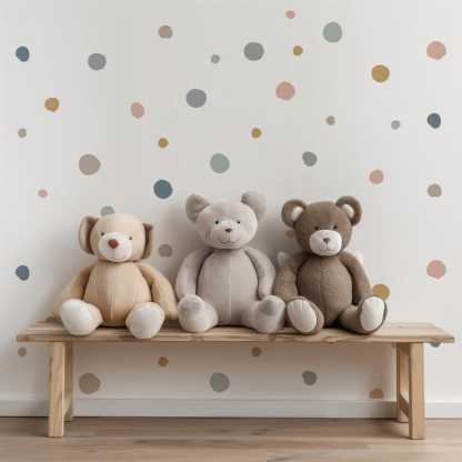 Pastel Polka Dot Wall Stickers, Earth Tones and Colorful Decorations