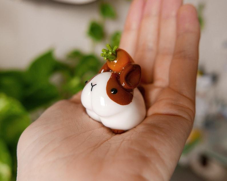 Handmade Chubby Bunny Figurine: Desk Companion with Carrot