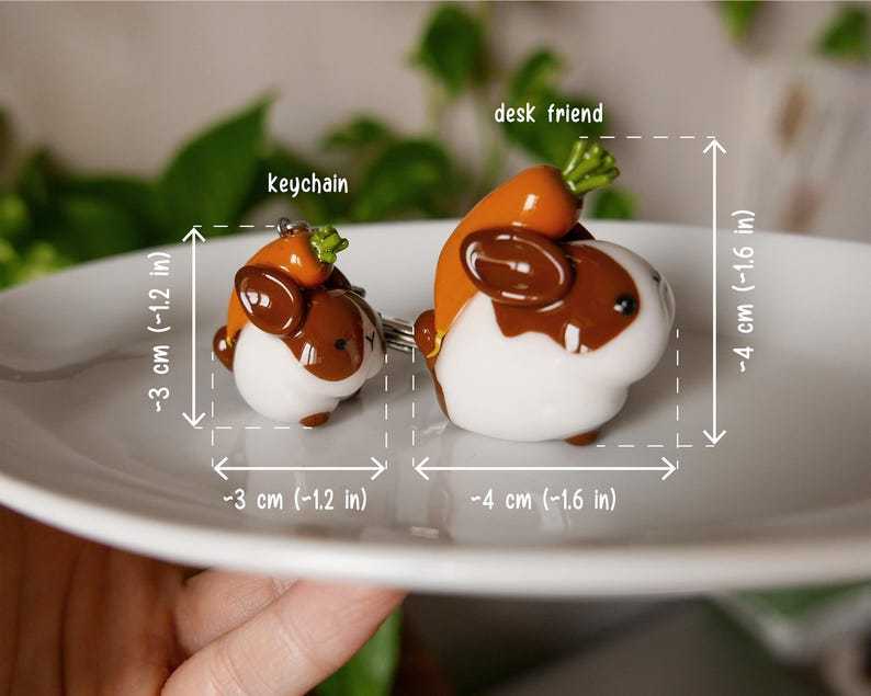 Handmade Chubby Bunny Figurine: Desk Companion with Carrot