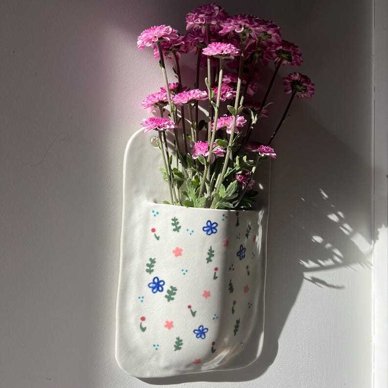 Handmade Porcelain Wall Pocket Vase