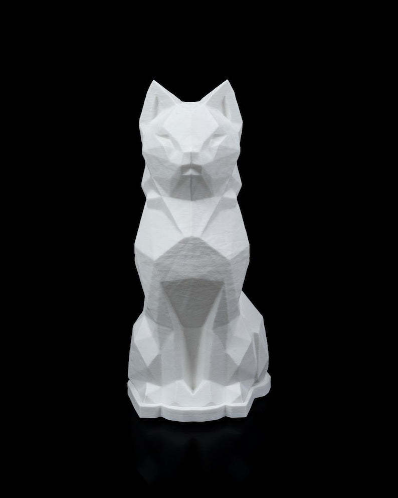 Low Poly Cat Lamp White – 3D Print – Night Light in 3 Sizes – Battery Operated – Decorative Lamp for Children’s Room, Hallway, Shelf