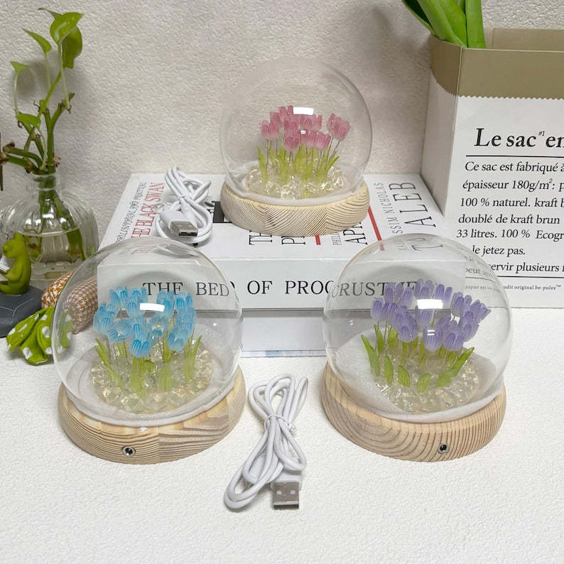 Tulip Lamp – Engraved Night Light, Decorative Lamps Gift Idea