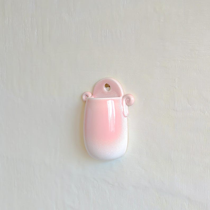 Wall Mount Planter Beige Vase Ceramic Wall Planter Handmade Beige Hanging Vase for Short Flowers Unique Wall Mountable Ceramic Decorative