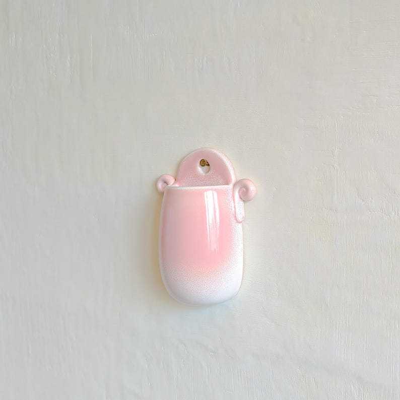 Wall Mount Planter Beige Vase Ceramic Wall Planter Handmade Beige Hanging Vase for Short Flowers Unique Wall Mountable Ceramic Decorative