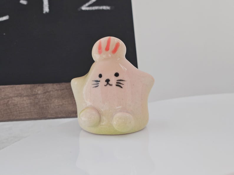 Ceramic Cat Figurine Whimsical Desktop Decor Small Size