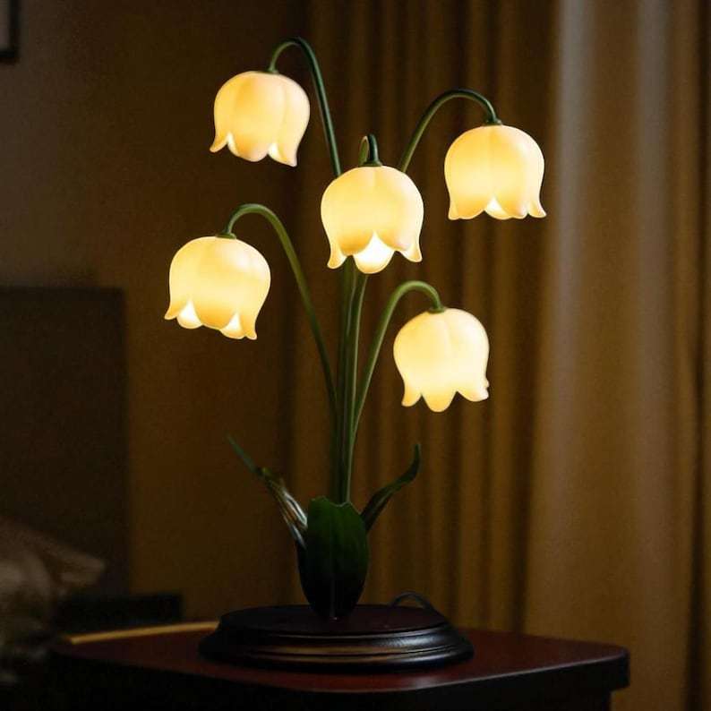 Lily of the Valley Table Lamp – Elegant Floral Bedside Decorative Lamps
