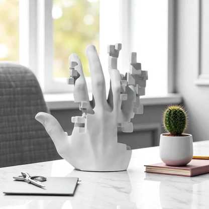 Mosaic Hand Sculpture Postmodern Resin Desk Art