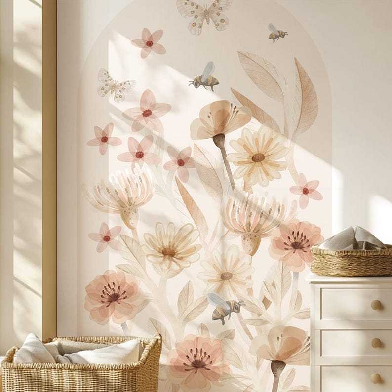 Meadow arched wall sticker, removable semi-circular design decoration