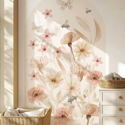Meadow arched wall sticker, removable semi-circular design decoration