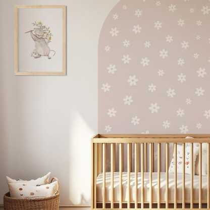 Pale pink daisy arched wall sticker, removable wall decoration