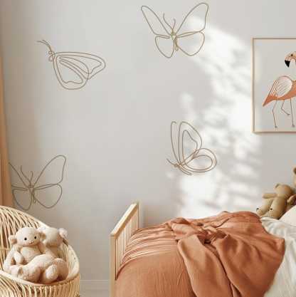 Boho Butterfly Wall Decals | Minimalist Butterfly Stickers | Peel and Stick Removable Nursery Kids Room Decor 2024