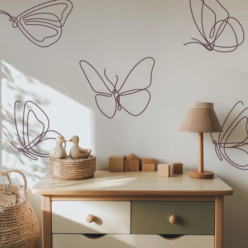 Boho Butterfly Wall Decals | Minimalist Butterfly Stickers | Peel and Stick Removable Nursery Kids Room Decor 2024