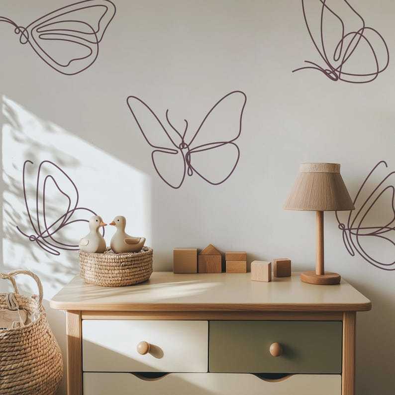Boho Butterfly Wall Decals | Minimalist Butterfly Stickers | Peel and Stick Removable Nursery Kids Room Decor 2024