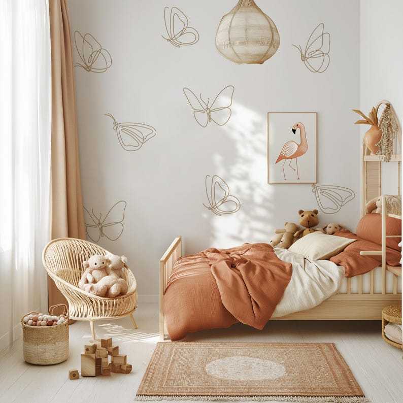 Boho Butterfly Wall Decals | Minimalist Butterfly Stickers | Peel and Stick Removable Nursery Kids Room Decor 2024