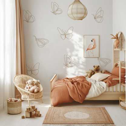 Boho Butterfly Wall Decals | Minimalist Butterfly Stickers | Peel and Stick Removable Nursery Kids Room Decor 2024