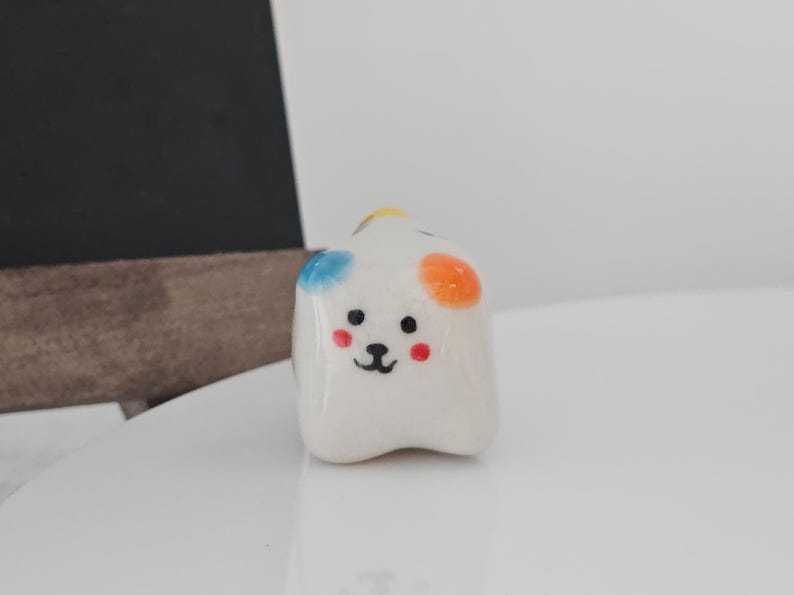 Ceramic Cat Figurine Whimsical Desktop Decor Small Size