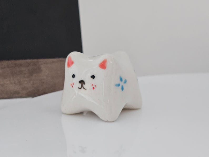 Ceramic Cat Figurine Whimsical Desktop Decor Small Size