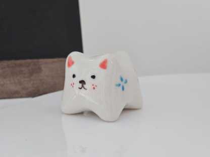 Ceramic Cat Figurine Whimsical Desktop Decor Small Size