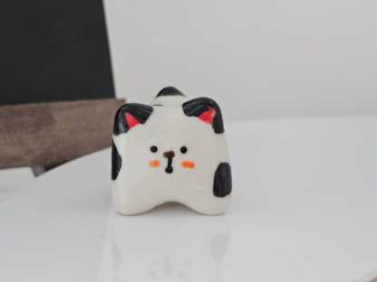 Ceramic Cat Figurine Whimsical Desktop Decor Small Size