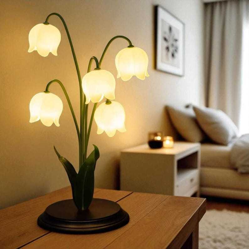 Lily of the Valley Table Lamp – Elegant Floral Bedside Decorative Lamps
