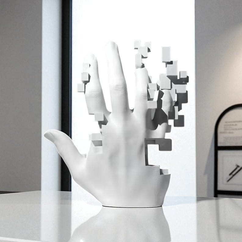 Mosaic Hand Sculpture Postmodern Resin Desk Art