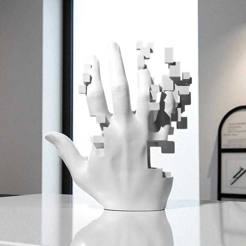 Mosaic Hand Sculpture Postmodern Resin Desk Art
