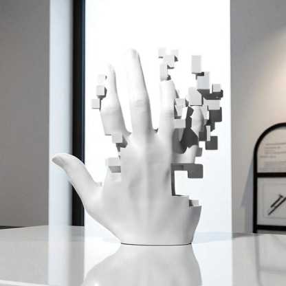 Mosaic Hand Sculpture Postmodern Resin Desk Art