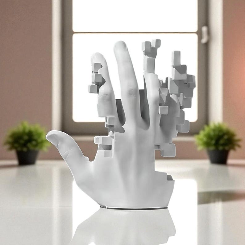 Mosaic Hand Sculpture Postmodern Resin Desk Art