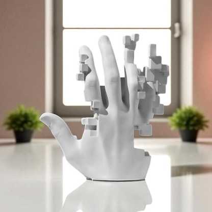 Mosaic Hand Sculpture Postmodern Resin Desk Art