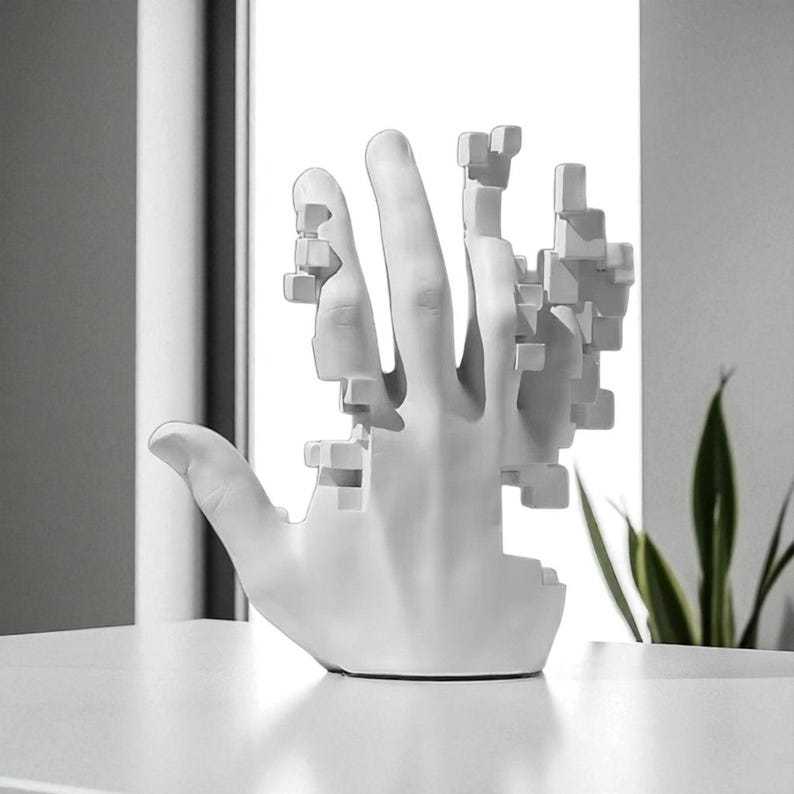 Mosaic Hand Sculpture Postmodern Resin Desk Art