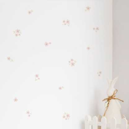 Watercolor Flower Wall Stickers, Pink Flower Removable Decor