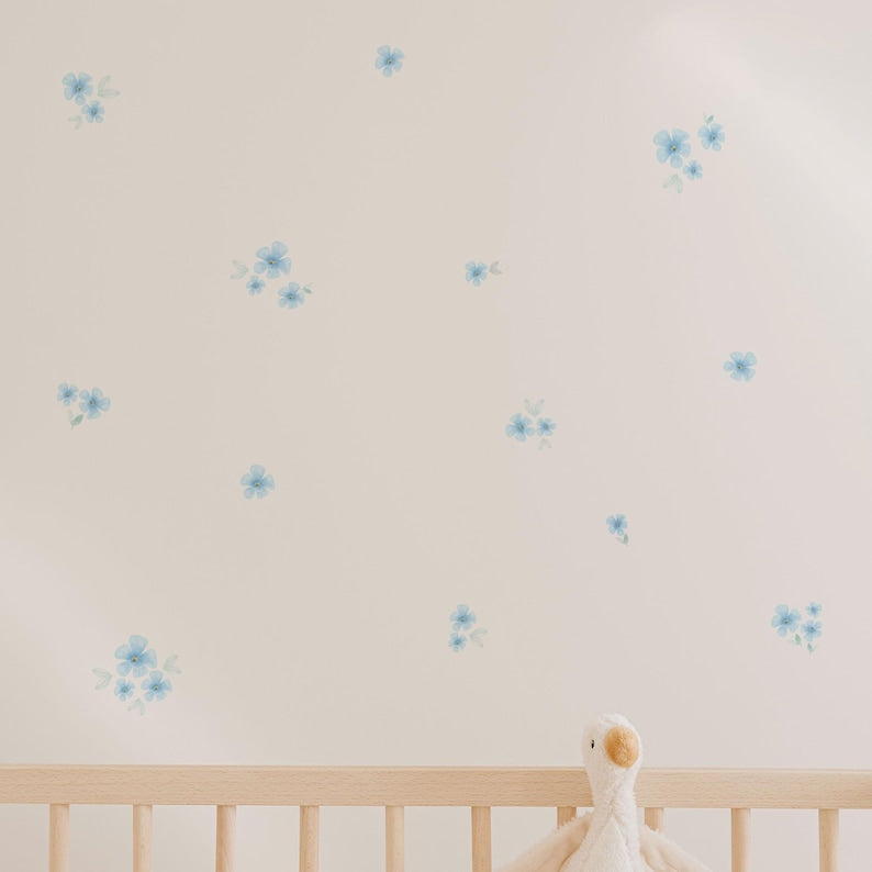 Watercolor Flower Wall Stickers, Pink Flower Removable Decor