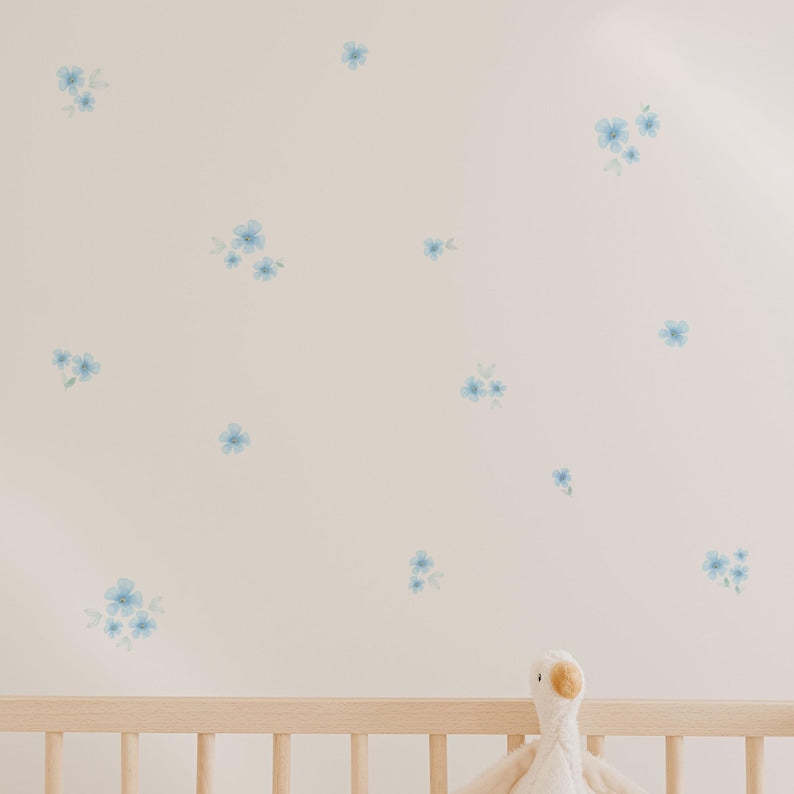 Watercolor Flower Wall Stickers, Pink Flower Removable Decor