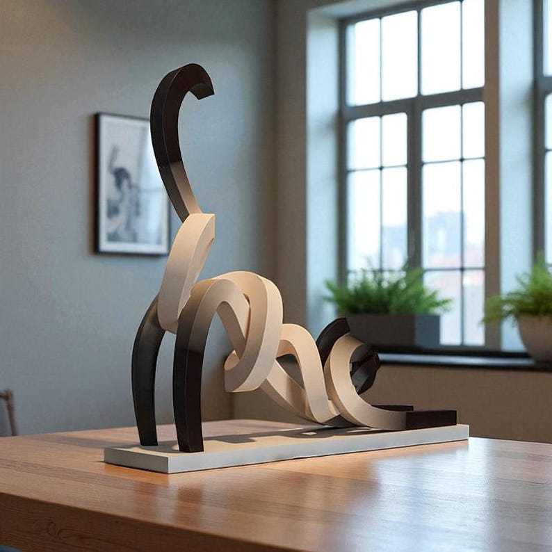 Minimalist Cat Sculpture Elegant Home Decor Gift