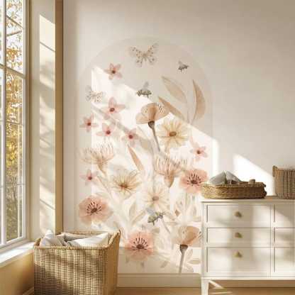 Meadow arched wall sticker, removable semi-circular design decoration
