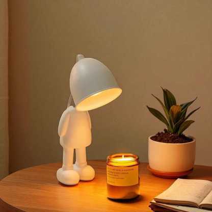 Whimsical Character Lamp – Adorable LED Table Light in White, Pink, Green & Yellow | Playful Minimalist Nightstand Lamp for Kids Room