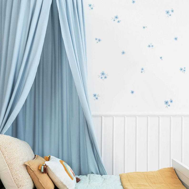 Watercolor Flower Wall Stickers, Pink Flower Removable Decor