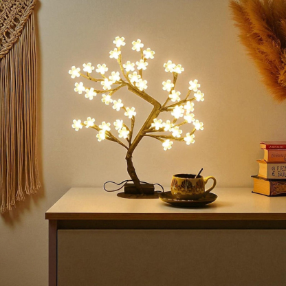 LED Cherry Blossom Table Lamp – LED USB Bonsai, Flexible Branches, Romantic Ambient Light