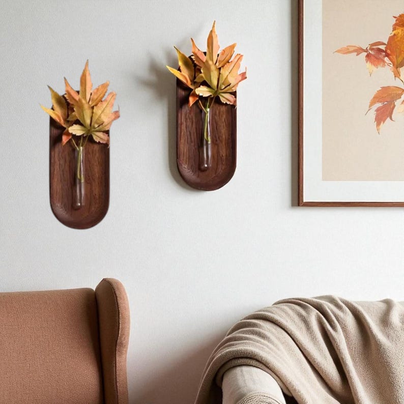 Rustic Wall Mounted Wooden Vase Hanging Planter