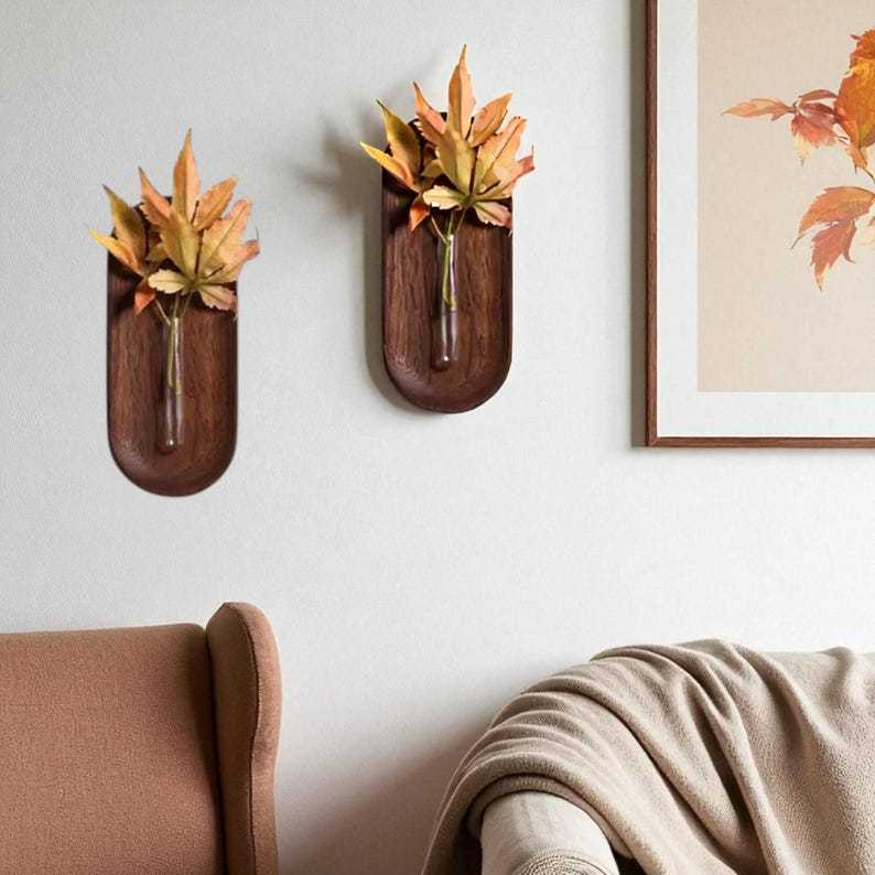 Rustic Wall Mounted Wooden Vase Hanging Planter