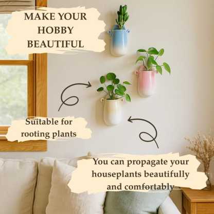 Wall Mount Planter Beige Vase Ceramic Wall Planter Handmade Beige Hanging Vase for Short Flowers Unique Wall Mountable Ceramic Decorative