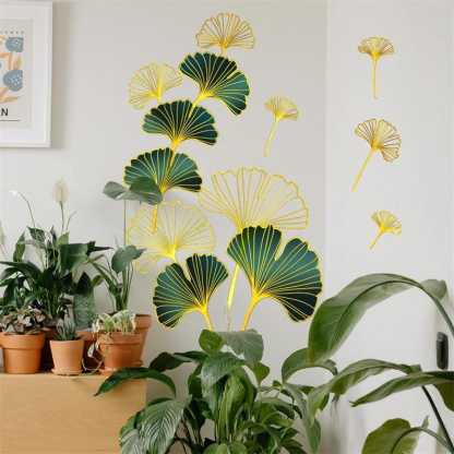 Ginkgo Leaf Wall Stickers, Simple Plant Removable Art Decoration