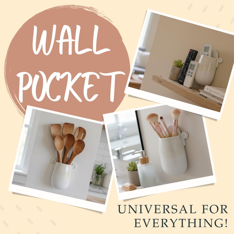 Wall Mount Planter Beige Vase Ceramic Wall Planter Handmade Beige Hanging Vase for Short Flowers Unique Wall Mountable Ceramic Decorative