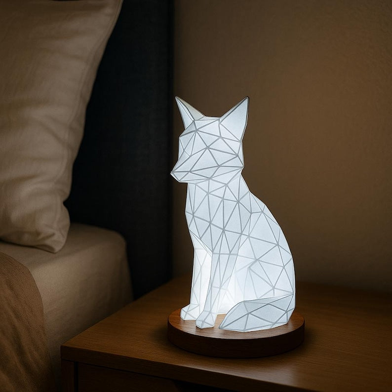 Geometric Fox Lamp – 3D Printed Polygonal LED Decorative Lamps for Home