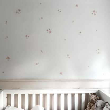 Watercolor Flower Wall Stickers, Pink Flower Removable Decor