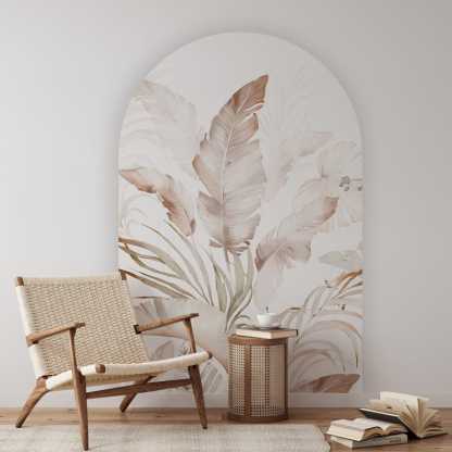 Bohemian-style tropical arched wall sticker, palm leaf pattern decoration